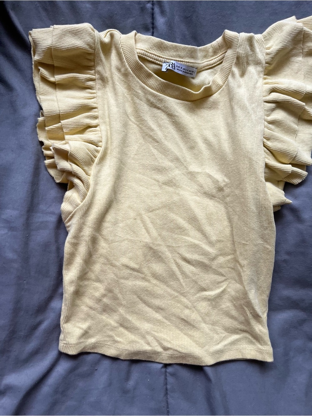 Zara Yellow Ribbed Crewneck Top